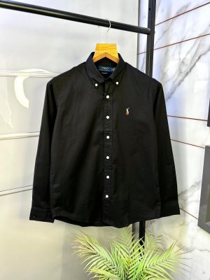 Ralph_Lauren Polo Oxford Lycra Black Premium Shirt F2985-BL