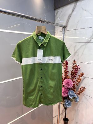 Zar a Green Premium Imported Shirt with Emboss Logo Print 3199