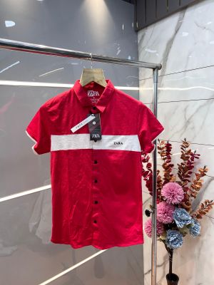 Zar a Red Premium Imported Shirt with Emboss Logo Print 3198