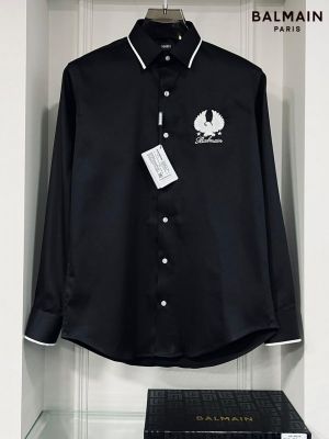 BALMAIN_PARIS_BLACK_EMBROIDERY_LOGO_PREMIUM_SHIRTS_WITH_BOX_PACKING_AND_CARRY_BAG_(1432)