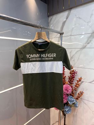Tommy Hilfige r Green Premium Imported Fabric Round Neck Printed Tshirt 3137