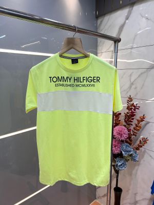Tommy Hilfige r Light Green Premium Imported Fabric Round Neck Printed Tshirt 3133