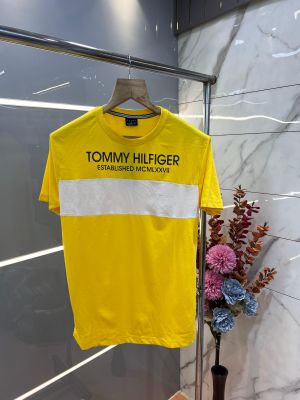 Tommy Hilfige r Yellow Premium Imported Fabric Round Neck Printed Tshirt 3134