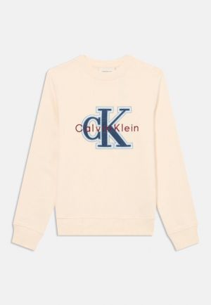 Calvin  Klein Cream Logo Work Premium Sweatshirt 