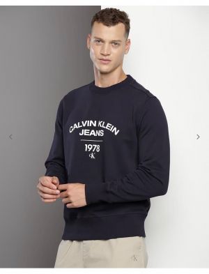 Calvin  Klein Navy Blue Logo Work Premium Sweatshirt 