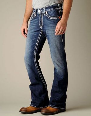 True Religio n Blue Shade Premium Imported Stretchable Lycra Fabric Boot Cut Denim with Back Flap pocket Design 3242