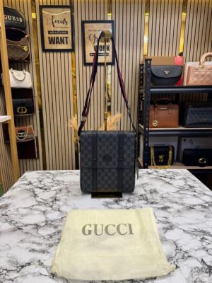 GUCC_I GG LUXURY SIDE BAG WITH DUST BAG (BLACK)