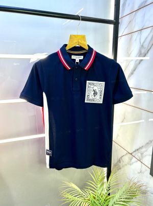 Us Polo Navy Back Printed Collar Neck Premium T-shirt F2837-NY