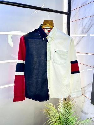 Tommy_Hilfiger Navy-White Oxford Lycra Premium Shirts F2752-W1