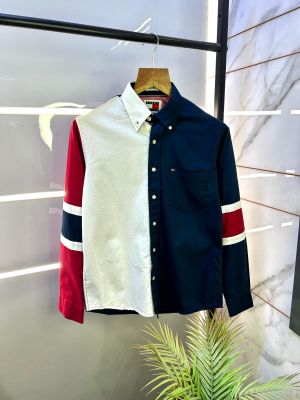 Tommy_Hilfiger White-Navy Oxford Lycra Premium Shirts F2752-NY