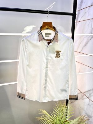 Burberr y White Premium Embroidery Logo Shirt With Brand Box Packing And Carry Bag F2249-WH