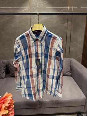SALE RALPH LAURE_N CREME BLUE  CHECKS SOFT COTTON SHIRT
