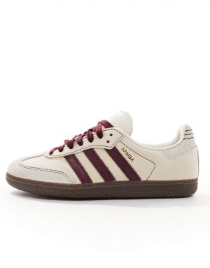 Adida.s Samba Wonder White Maroon Men Leather Quality 