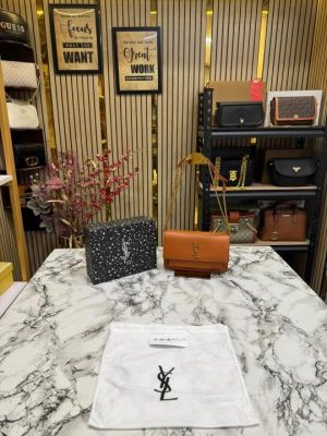 Yves Saint Laurent Ysl Sunset Shoulder Bag With Box And Dust Bag (Brown)