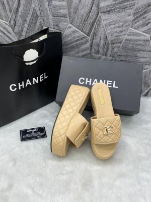 Chanel_Lambskin_Quilted_CC_Mules_Wedge_Sandals_With_OG_Box_&_Dust_Bag_Apricot_6623-2