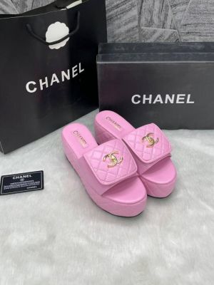 Chanel_Lambskin_Quilted_CC_Mules_Wedge_Sandals_With_OG_Box_&_Dust_Bag_Pink_6623-2