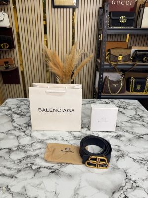 Balenciaga BB Buckle Belt With Box And Dust Bag Including Carry Bag (B62-G)(Black)