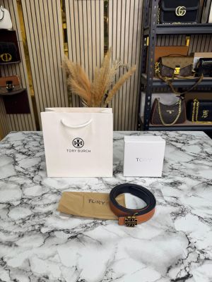 Tory_Burch Pave Double T Logo Iconic Belt (T55-TAN)