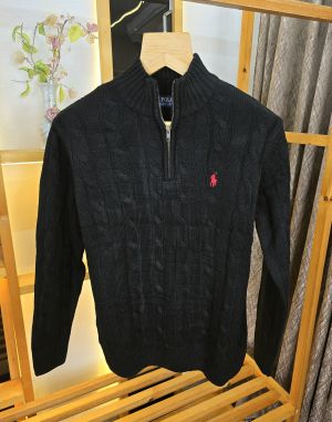 RL ZIPPER SWEATER BLACK M435-BK