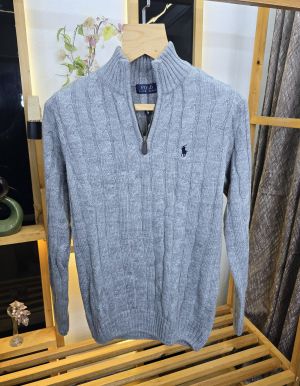 RL ZIPPER SWEATER GREY M435-GY