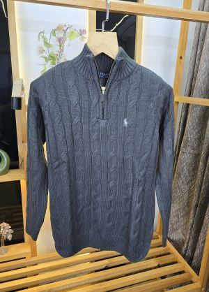 RL ZIPPER SWEATER DARK GREY M435-DG