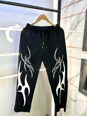 Essential Black Imported Printed Super Premium Track Pant F3008-BL