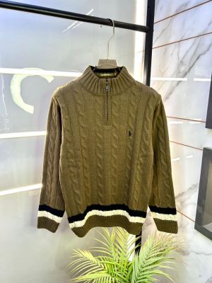 Ralph_Lauren Brown Imported knitted Super Premium High Neck Pullovers F3180-BR2