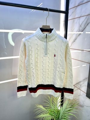 Ralph_Lauren White Imported knitted Super Premium High Neck Pullovers F3180-WH