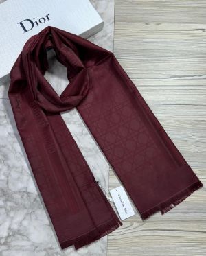Dior_Deep_Maroon_Tonal_Cannage_Geometric_Classic_Design_Pashmina_Scarf_Pashmina_Cotton_Polythene_Scarf