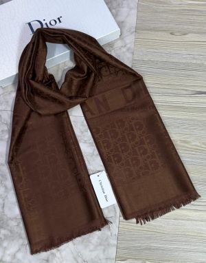 Dior_Chocolate_Brown_Tonal_Oblique_Monogram_Luxury_Design_Pashmina_Scarf_Pashmina_Cotton_Polythene_Scarf