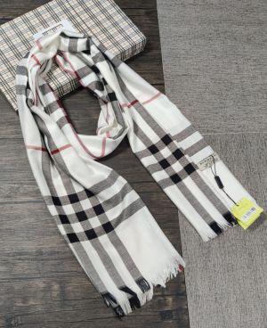 Burberry_White_Classic_Check_Plaid_Signature_Design_Pashmina_Scarf_Pashmina_Cotton_Polythene_Scarf