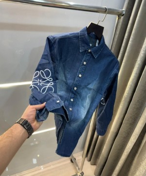 Loew e dark blue embroidery logo premium denim Shacket 