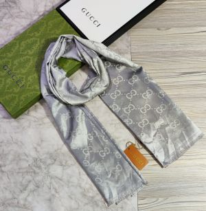 Gucci_Silver_Grey_Tonal_Double_G_Monogram_Elegant_Design_Pashmina_Scarf_Pashmina_Cotton_Polythene_Scarf