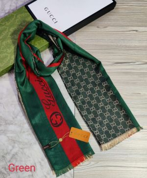Gucci_Green_Red_Web_Stripe_With_Double_G_Monogram_Pattern_Pashmina_Scarf_Pashmina_Cotton_Polythene_Scarf