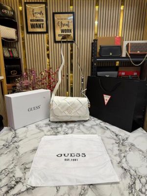 Guess Quilted Crossbody Bag With Box And Dust Bag Including (White)
