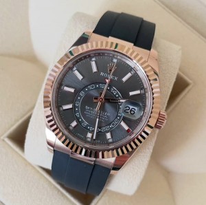 Rolex Sky Dweller Black Rose Gold Grey Dial