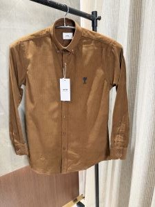 Ami Paris Brown Cod Roy Soft Cotton Fabric Imported Shirt 