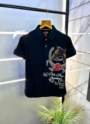 Us Polo Black Printed Collar Neck Premium T-shirt F2845-B2