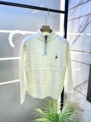 Ralph_Lauren White Imported knitted Super Premium Pullovers F3189-WH