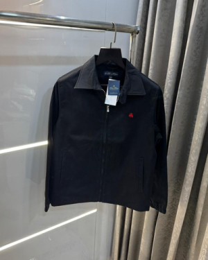 Brook s brothers black premium embroidery logo bomber jacket