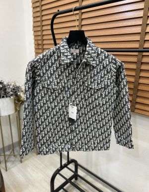 Christian Dio_r Monogram Print Premium Imported Shacket Grey Colour