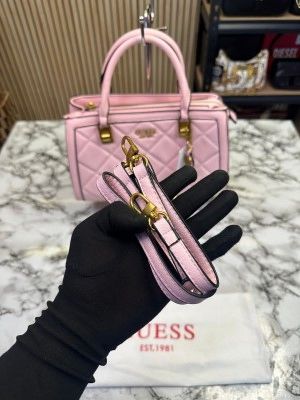 GUESS WOMENS ELITE SATCHEL WITH DUST BAG HEAVY QUALITY (PINK)