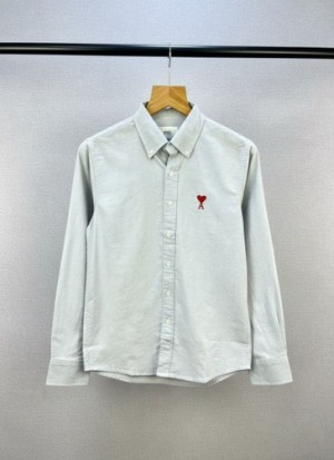 SALE Ami Paris grey premium embroidery logo oxford shirt