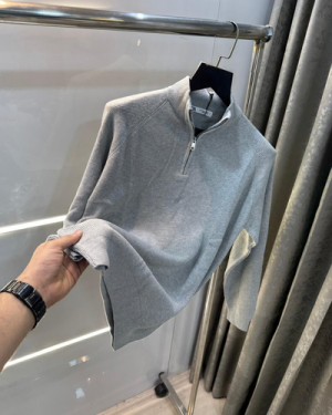 Zar a grey knitted premium zipper pullover