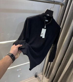 Zar a black knitted premium zipper pullover