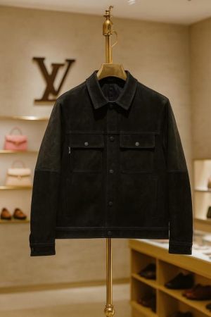 Louis Vuitto n Black Premium Leather Double pocket monogram Jacket