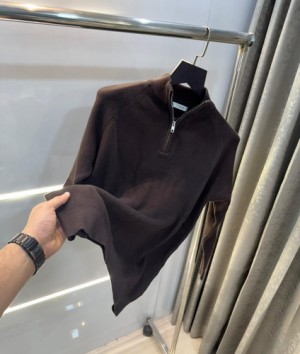 Zar a brown knitted premium zipper pullover 