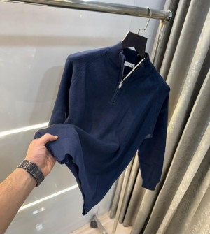 Zar a navy blue knitted premium zipper pullover 