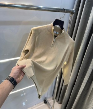 Zar a beige knitted premium zipper pullover 
