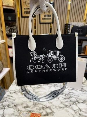 Coach_Signature_Canvas_Shoulder_Bag_Tote_With_CarryBag_(Black)